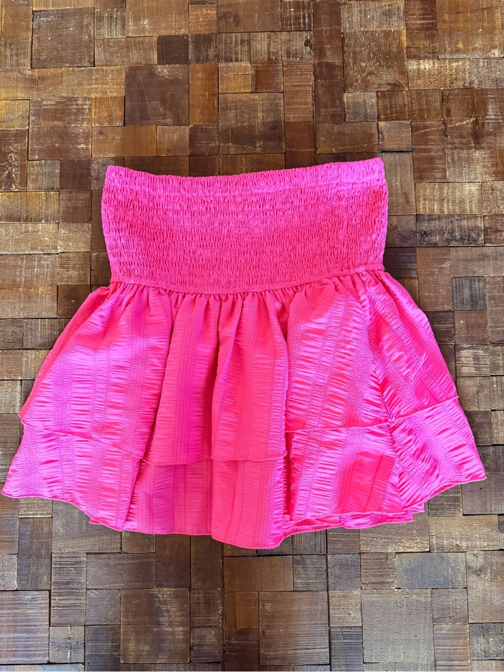 Strapless Pink Tiered Mini Skirt